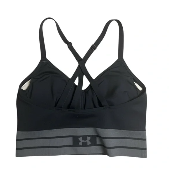 Under Armour Black Gray Compression Crossback Sports Bra - Picture 2 of 3